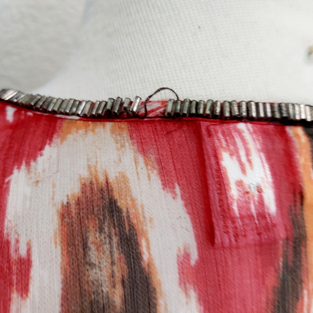 🔴3/$20 Chico's Red & Brown Sheer 3/4 Sleeves Blouse Size M - Picture 13 of 13